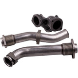 Bellowed Up Pipes+Housing&amp;Turbo Pedestal 99-03 compatible for Ford 7.3 L Powerstroke Diesel