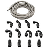 10AN -10ANFuel Line 30FT Black 12 Fittings Hose Kit Stainless Steel PTFE E85 -