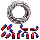 AN-10 Stainless Steel PTFE Fuel Line Hose 6M 20FT and AN10 Swivel Fitting Kit