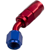 1x Quality 6 AN 45 Degree Swivel Hose End Red Blue Aluminium Fitting