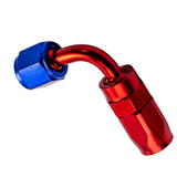 AN4 4-AN 90 Degree Fuel Oil Gas Swivel Fitting Hose End Adaptor Red Blue